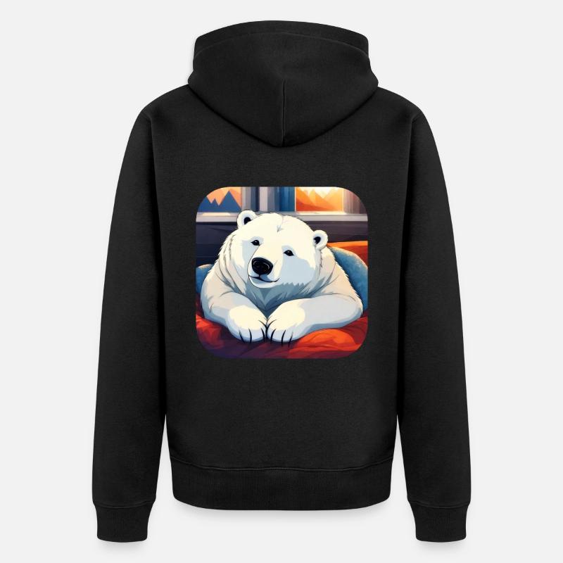 Ours polaire câlin mignon - Veste à capuche bio Premium Unisexe - noir