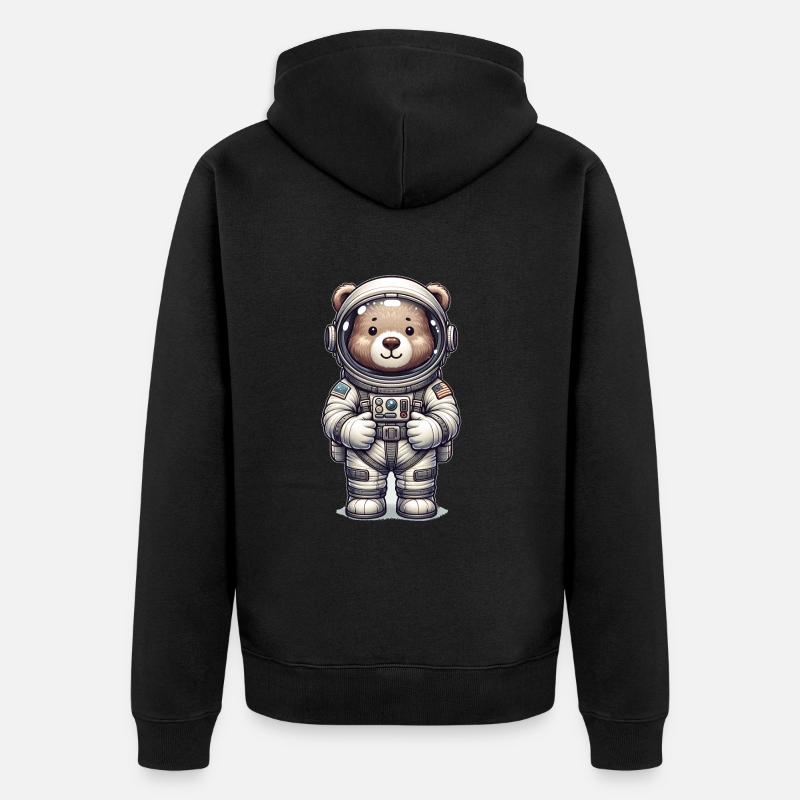 Ours mignon astronaute - Veste à capuche bio Premium Unisexe - noir