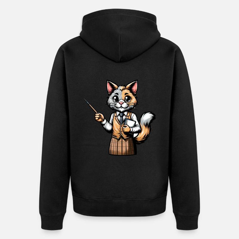Professeur de chat mignon - Veste à capuche bio Premium Unisexe - noir