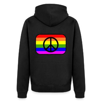 Signe de paix sur la bannière arc-en-ciel LGBT - Veste à capuche bio Premium Unisexe - noir - Dos - Nico (187cm)