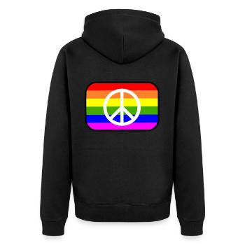 Signe de paix sur le drapeau arc-en-ciel LGBT - Veste à capuche bio Premium Unisexe - noir - Dos - Nico (187cm)