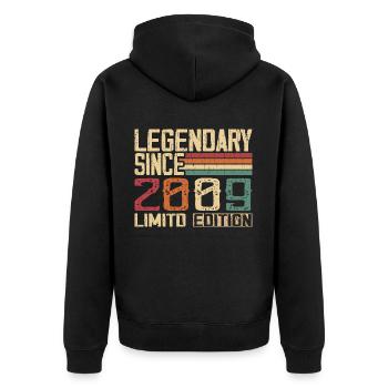 Original 2009 Vintage Geburtstagsgeschenk 2009 - Unisex Premium Bio Zip Hoodie - Schwarz - Hinten - Nico (187cm)