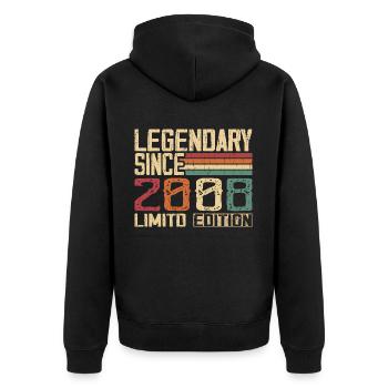 Original 2008 Vintage Geburtstagsgeschenk 2008 - Unisex Premium Bio Zip Hoodie - Schwarz - Hinten - Nico (187cm)