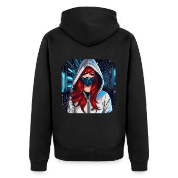 Fille cyberpunk cool V - Veste à capuche bio Premium Unisexe - noir - Dos - Nico (187cm)