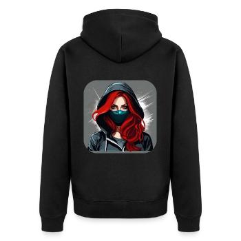 Fille Cyberpunk Cool VI - Veste à capuche bio Premium Unisexe - noir - Dos - Nico (187cm)