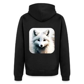 Cooler Polar Fuchs - Unisex Premium Bio Zip Hoodie - Schwarz - Hinten - Nico (187cm)