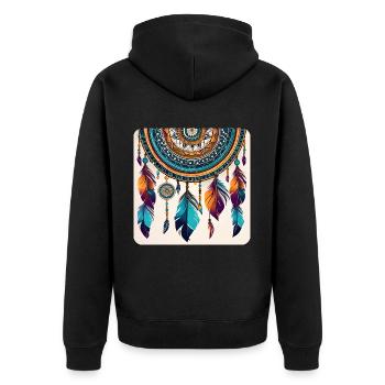 Spiritueller Traumfänger - Unisex Premium Bio Zip Hoodie - Schwarz - Hinten - Nico (187cm)