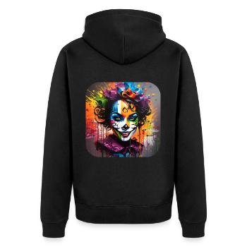 Cooles Harlequin Poker Gothic Mädchen - Unisex Premium Bio Zip Hoodie - Schwarz - Hinten - Nico (187cm)
