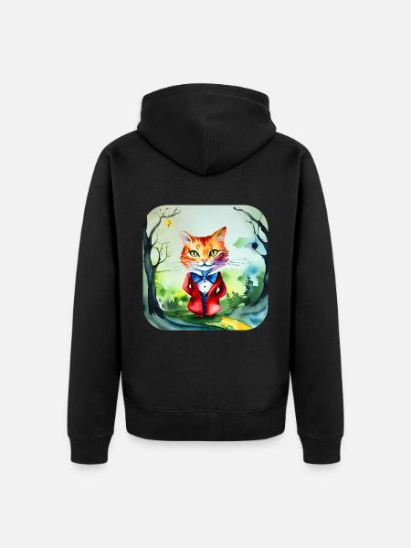 Cute crazy cat - Unisex Premium Organic Zip Hoodie - black