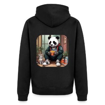 Panda cool avec chat - Veste à capuche bio Premium Unisexe - noir - Dos - Nico (187cm)
