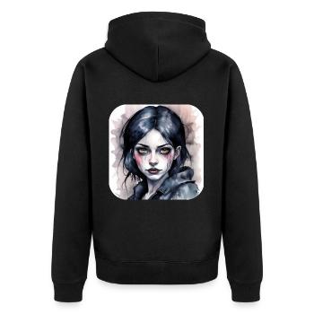 Fille punk gothique cool - Veste à capuche bio Premium Unisexe - noir - Dos - Nico (187cm)