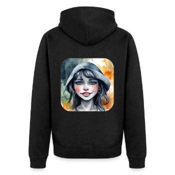 Moin Moin Mädchen - Unisex Premium Bio Zip Hoodie - Schwarz - Hinten - Nico (187cm)