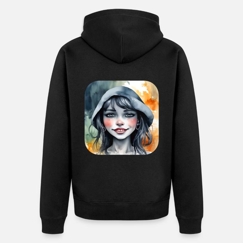 Moin Moin Mädchen - Unisex Premium Bio Zip Hoodie - Schwarz