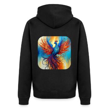 Proud Phoenix of Fire - Unisex Premium Organic Zip Hoodie - black - Back - Nico (187cm)