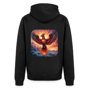 Proud Phoenix of Fire - Unisex Premium Organic Zip Hoodie - black - Back - Nico (187cm)
