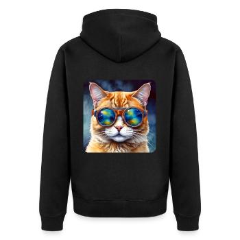 Chat cool avec des lunettes de soleil - Veste à capuche bio Premium Unisexe - noir - Dos - Nico (187cm)