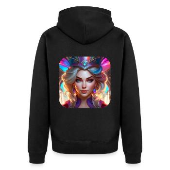 Cooles Fantasy Girl - Unisex Premium Bio Zip Hoodie - Schwarz - Hinten - Nico (187cm)