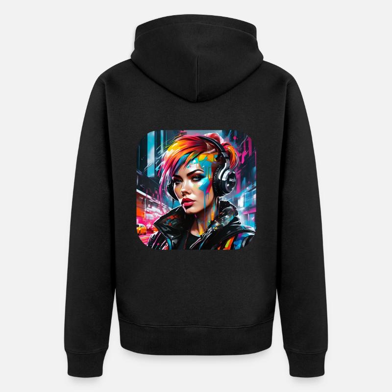 Fille Cyberpunk cool X - Veste à capuche bio Premium Unisexe - noir