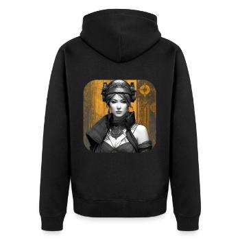 Cooles Fantasy Girl - Unisex Premium Bio Zip Hoodie - Schwarz - Hinten - Nico (187cm)
