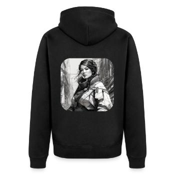 Cooles Fantasy Girl - Unisex Premium Bio Zip Hoodie - Schwarz - Hinten - Nico (187cm)