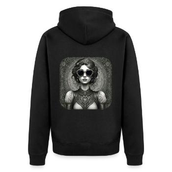 Cool Steampunk Girl - Unisex Premium Organic Zip Hoodie - black - Back - Nico (187cm)