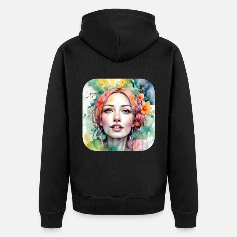 Fille de fleur cool - Veste à capuche bio Premium Unisexe - noir