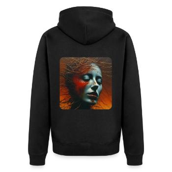 Gloomy Horror Women Face - Unisex Premium Organic Zip Hoodie - black - Back - Nico (187cm)