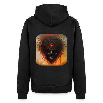 Dark Horror Skull - Unisex Premium Organic Zip Hoodie - black - Back - Nico (187cm)