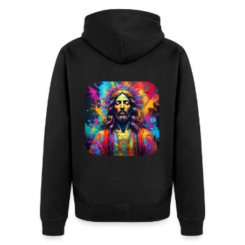 Jésus en style graffiti - Veste à capuche bio Premium Unisexe - noir - Dos - Nico (187cm)