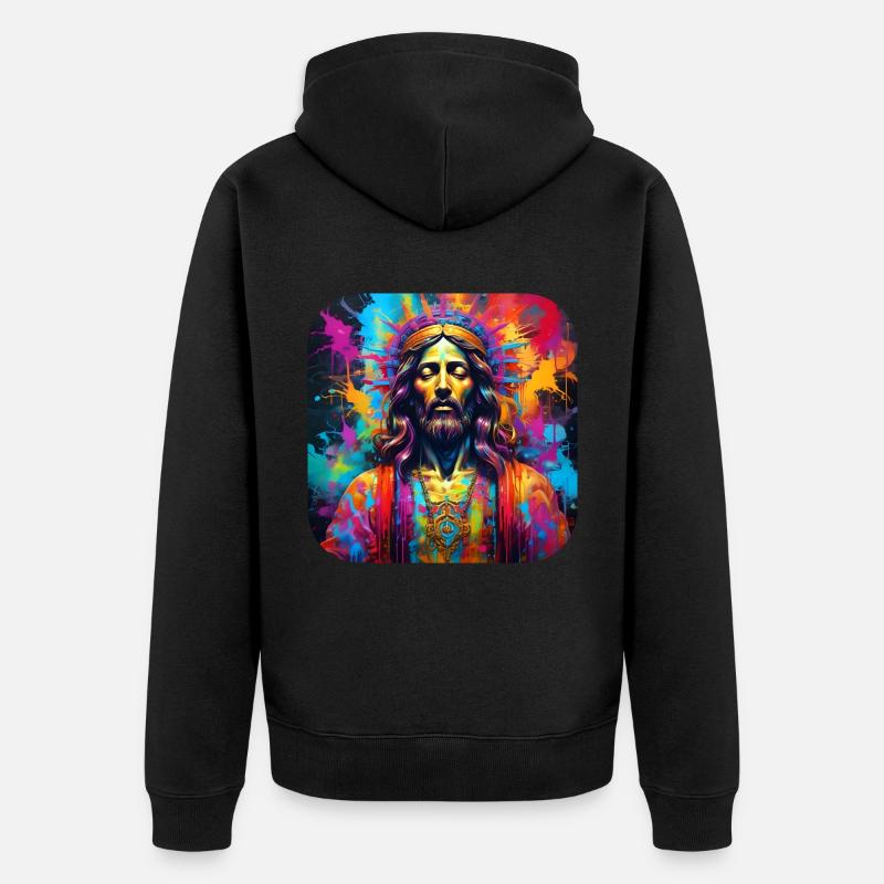 Jésus en style graffiti - Veste à capuche bio Premium Unisexe - noir