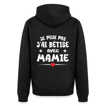 I can't I messed up with grandma - Unisex Premium Organic Zip Hoodie - black - Back - Nico (187cm)