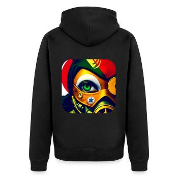 Cool Fantasy Steampunk Girl with Gas Mask - Unisex Premium Organic Zip Hoodie - black - Back - Nico (187cm)