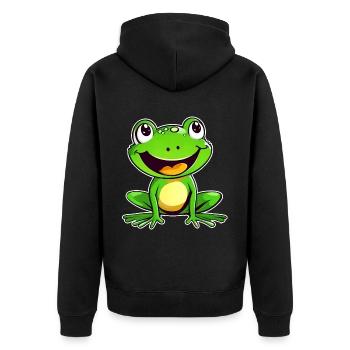 Niedlicher Frosch im Comic Style - Unisex Premium Bio Zip Hoodie - Schwarz - Hinten - Nico (187cm)