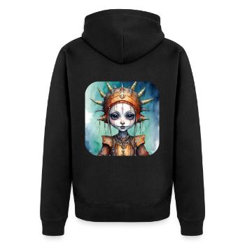 Fille punk gothique cool - Veste à capuche bio Premium Unisexe - noir - Dos - Nico (187cm)
