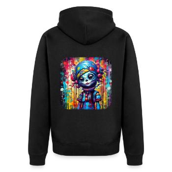 Poupée fille gothique cool - Veste à capuche bio Premium Unisexe - noir - Dos - Nico (187cm)