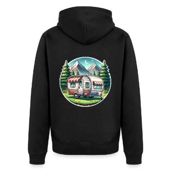 Camping Camper Caravan - Unisex Premium Organic Zip Hoodie - black - Back - Nico (187cm)