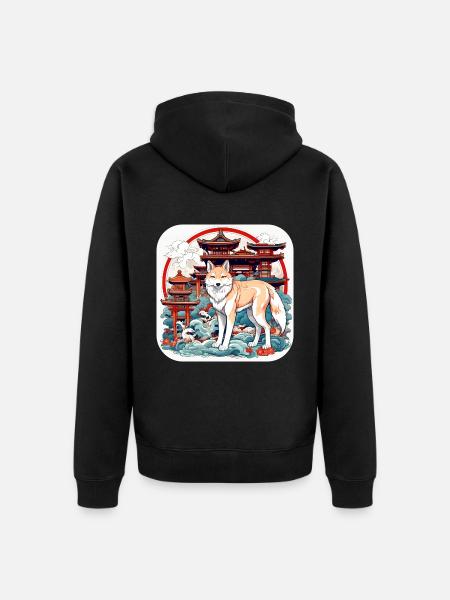 Asian Fox - Unisex Premium Organic Zip Hoodie - black