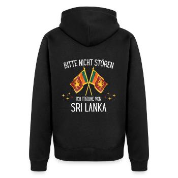 Bitte Nicht Stören Ich Träume Von Sri Lanka - Unisex Premium Bio Zip Hoodie - Schwarz - Hinten - Nico (187cm)