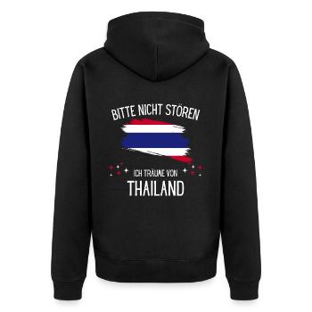 Bitte nicht stören ich träume von Thailand - Unisex Premium Bio Zip Hoodie - Schwarz - Hinten - Nico (187cm)