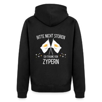 Bitte Nicht Stören Ich Träume Von Zypern - Unisex Premium Bio Zip Hoodie - Schwarz - Hinten - Nico (187cm)