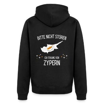 Bitte Nicht Stören Ich Träume Von Zypern - Unisex Premium Bio Zip Hoodie - Schwarz - Hinten - Nico (187cm)