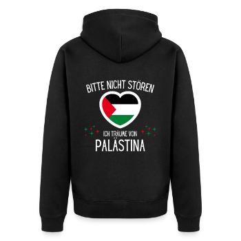 Bitte Nicht Stören Ich Träume Von Palästina - Unisex Premium Bio Zip Hoodie - Schwarz - Hinten - Nico (187cm)