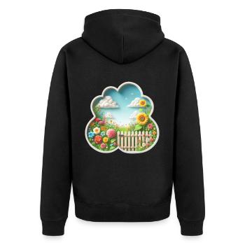 Garden with flower on flower meadow and sunflower - Unisex Premium Organic Zip Hoodie - black - Back - Nico (187cm)