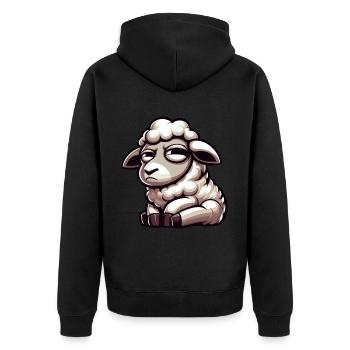 Skeptisches Schaf Comic Lustiger Stier - Unisex Premium Bio Zip Hoodie - Schwarz - Hinten - Nico (187cm)