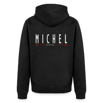MICHEL prénom cadeau t-shirt personnalisé michel - Veste à capuche bio Premium Unisexe - noir - Dos - Nico (187cm)