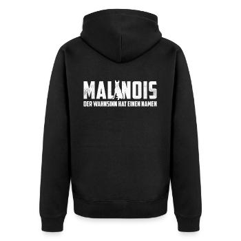 Malinois Der Wahnsinn Hat Einen Namen Hunde Hundeb - Unisex Premium Bio Zip Hoodie - Schwarz - Hinten - Nico (187cm)