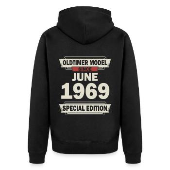 53ème anniversaire Juin né 1969 Idée cadeau - Veste à capuche bio Premium Unisexe - noir - Dos - Nico (187cm)