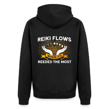 Reiki Symbol Reiki Meister Reiki Kristall Geschenk - Unisex Premium Bio Zip Hoodie - Schwarz - Hinten - Nico (187cm)