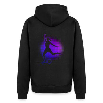 Herren Fussballspielen Damen Fussballspieler - Unisex Premium Bio Zip Hoodie - Schwarz - Hinten - Nico (187cm)