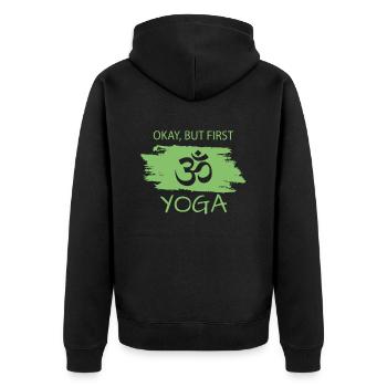 Yoga - Unisex Premium Bio Zip Hoodie - Schwarz - Hinten - Nico (187cm)